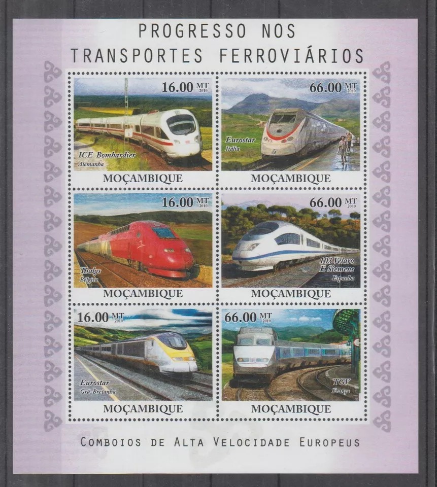 Mozambique 2010 Modern Trains Europe M/S MNH