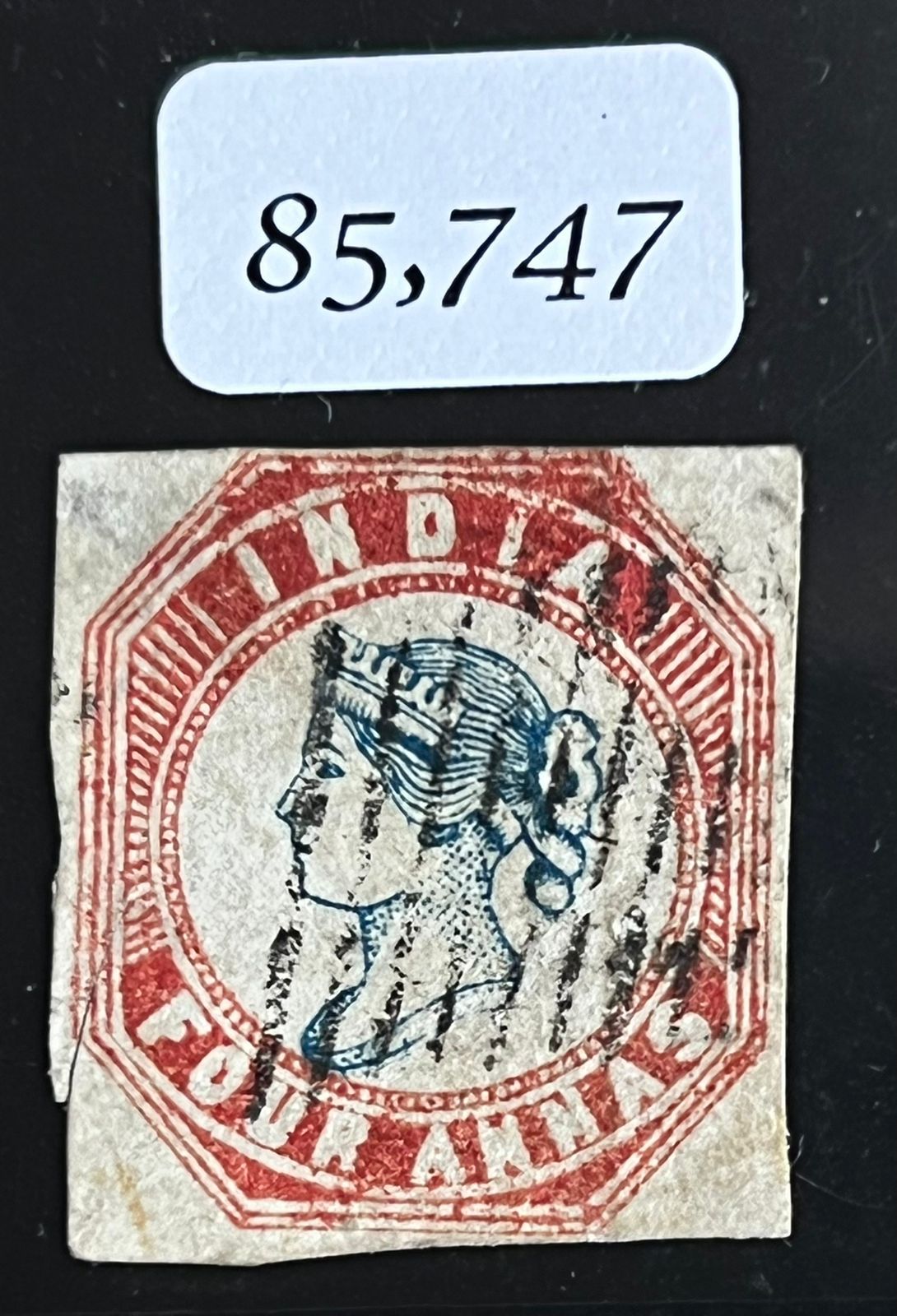 India 1854 QV 4a SG 19 2nd Printing Used with BPA Cert Cat Val £850