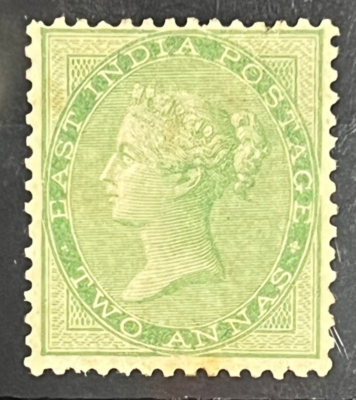 India 1856 QV East India NO WATERMARK SG 50 2as Green UNISSUED Mint VERY RARE SG Cat Val £4500