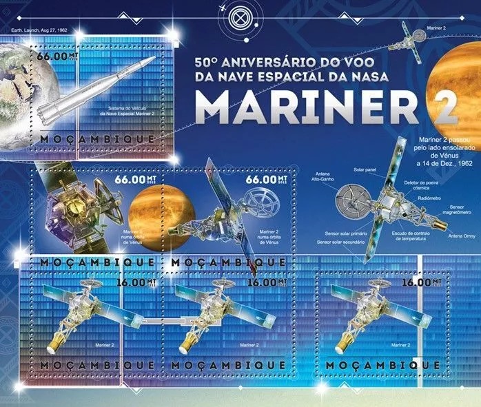 Mozambique 2012 Mariner 2 Venus Spacecraft Probe Space M/S MNH