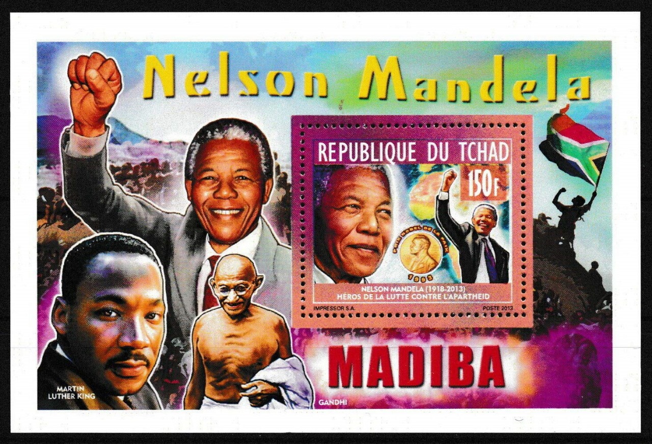 Tchad Chad 2013 Nelson Mandela Mahatma Gandhi Luther Stamps Miniature Sheet MNH