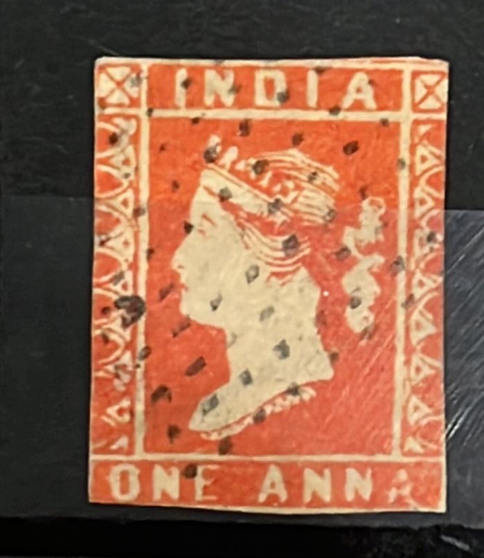 India 1854 SG12 1 Anna Die I Red  Litho Used SG Cat Val £100