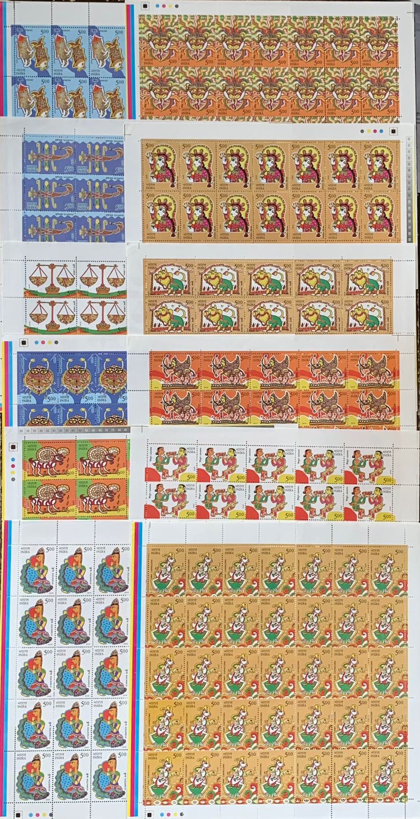 India 2010 Astrological Signs Set of 12 Full Sheet