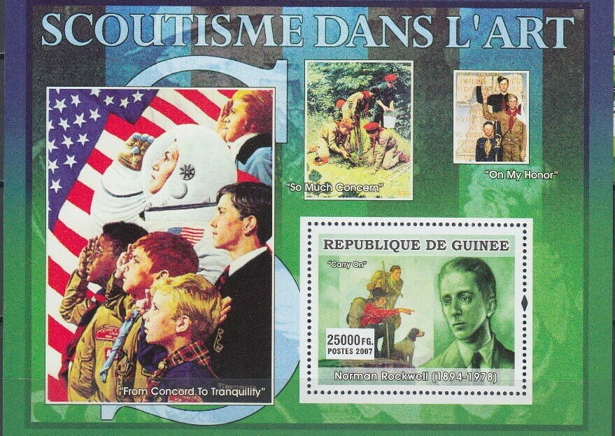 Guinee 2007 Scouting in Art Norman Rockwel M/S MNH