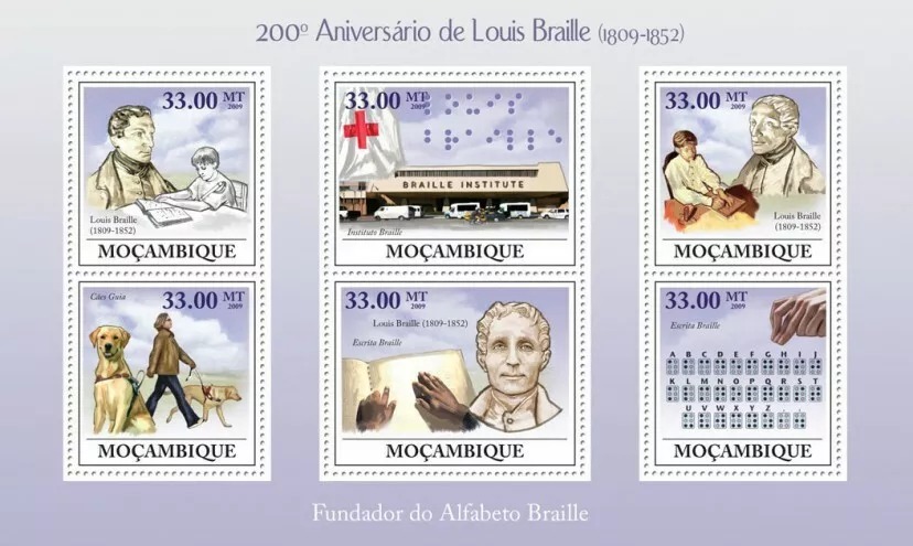 Mozambique 2011 Louis Braille M/S MNH