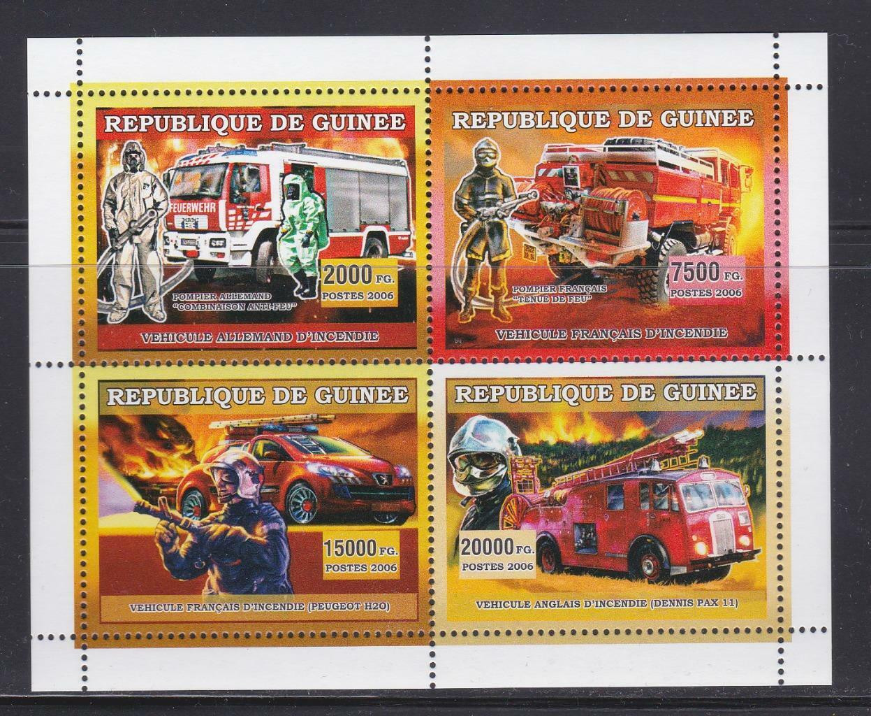Guinee 2006 Motor Vehicle Car Fire Trucks M/S MNH