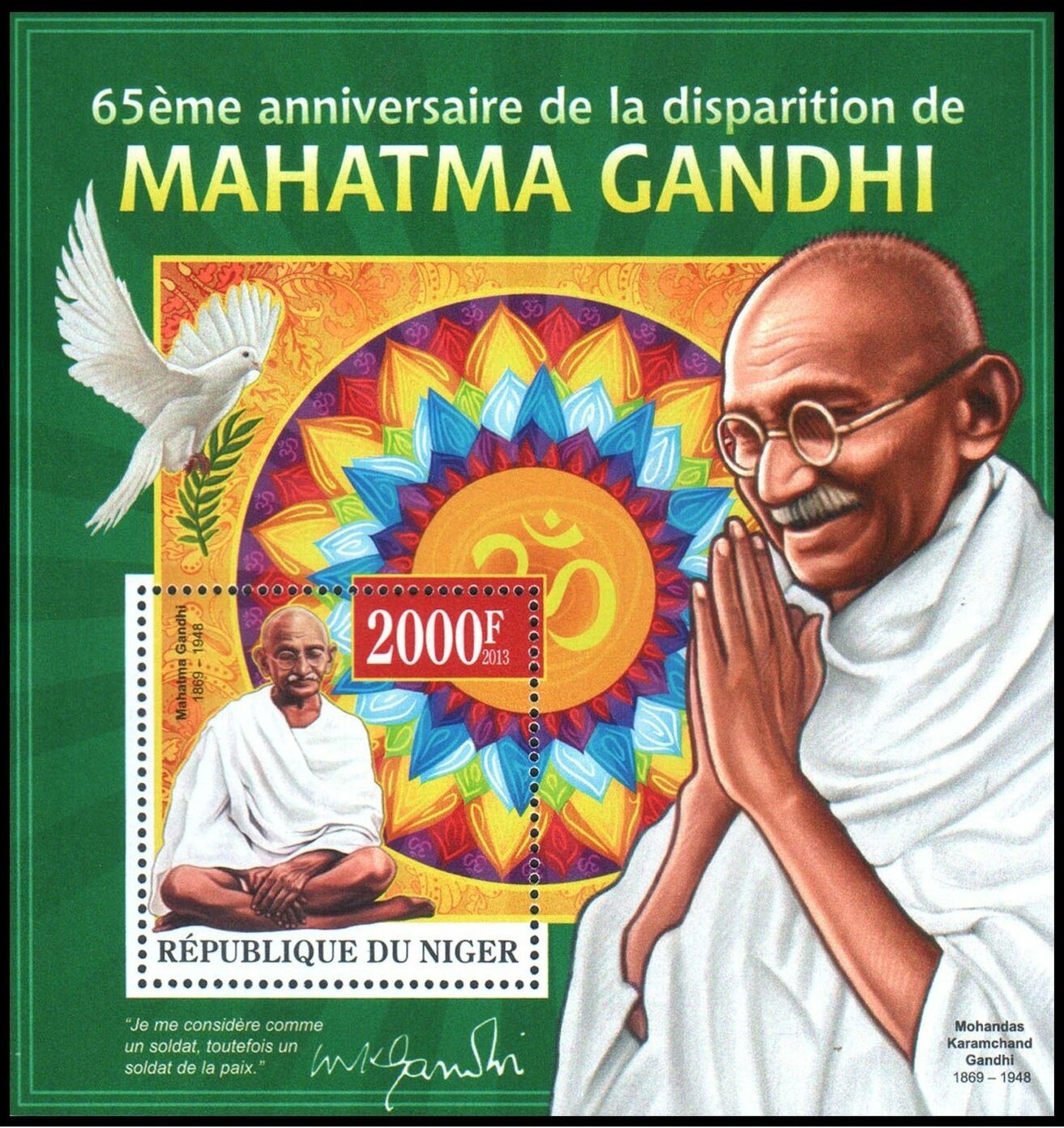 Niger 2013 Mahatma Gandhi M/S MNH