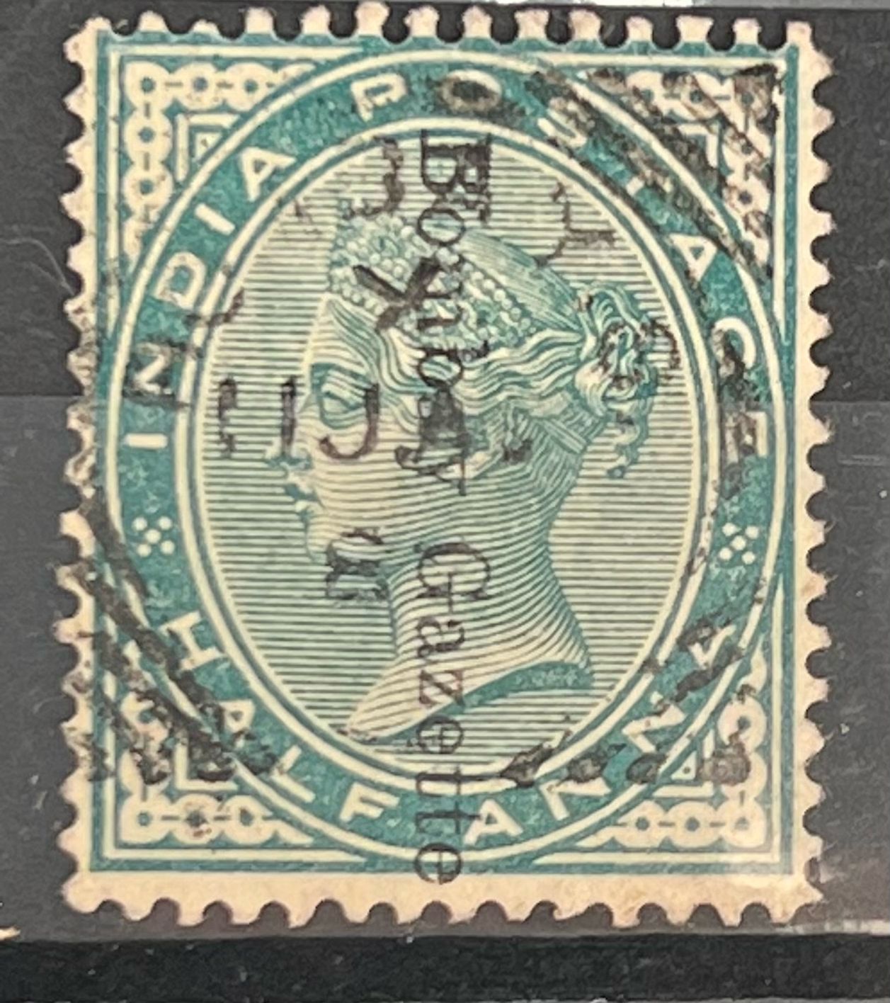 India QV 1882 Half Anna “ Bombay Gazette “ Overprint Used