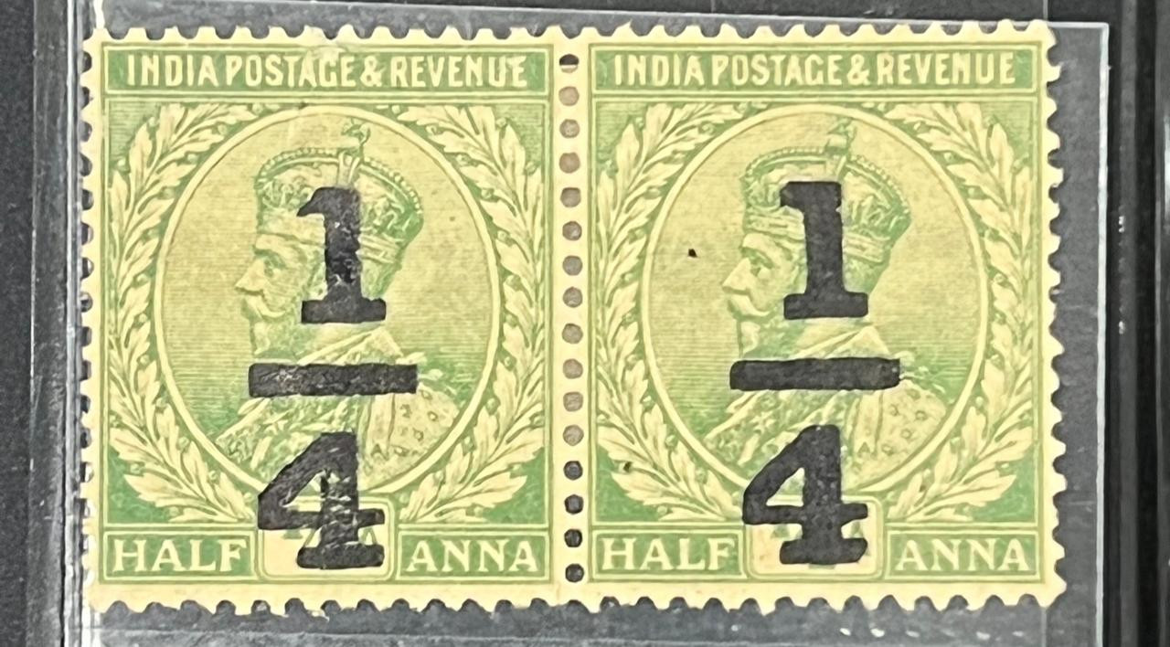 India 1922 King George V 1/2a  'Slanting Serif on 1 ' Flaw Mint  Rare