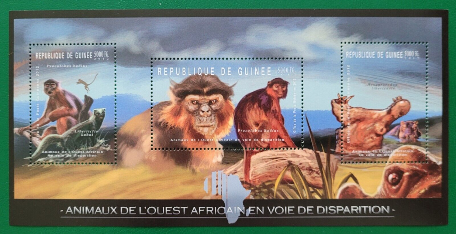 Guinee 2012 Endangered Animals of West Africa Monkey M/S MNH