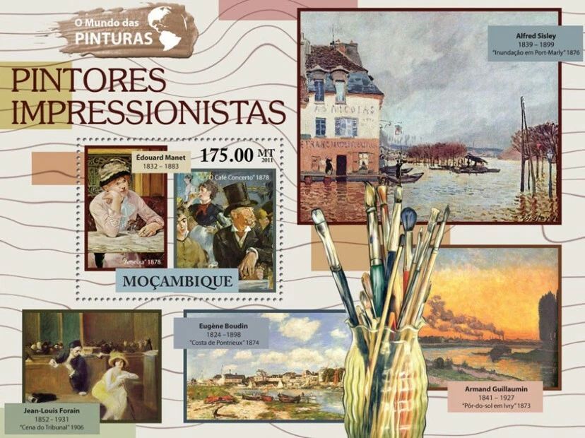 Mozambique 2011 Impressionism Paintings Edouard Manet M/S MNH