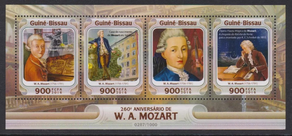 Guinea Bissau 2014 W.A. Mozart Magic Flute M/S MNH