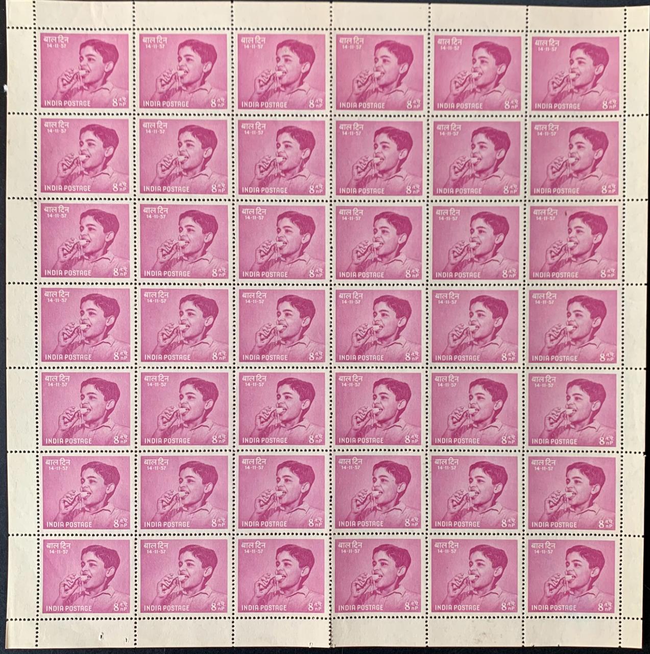 India 1957 National Children's Day "Nutrition"  Full Sheets
