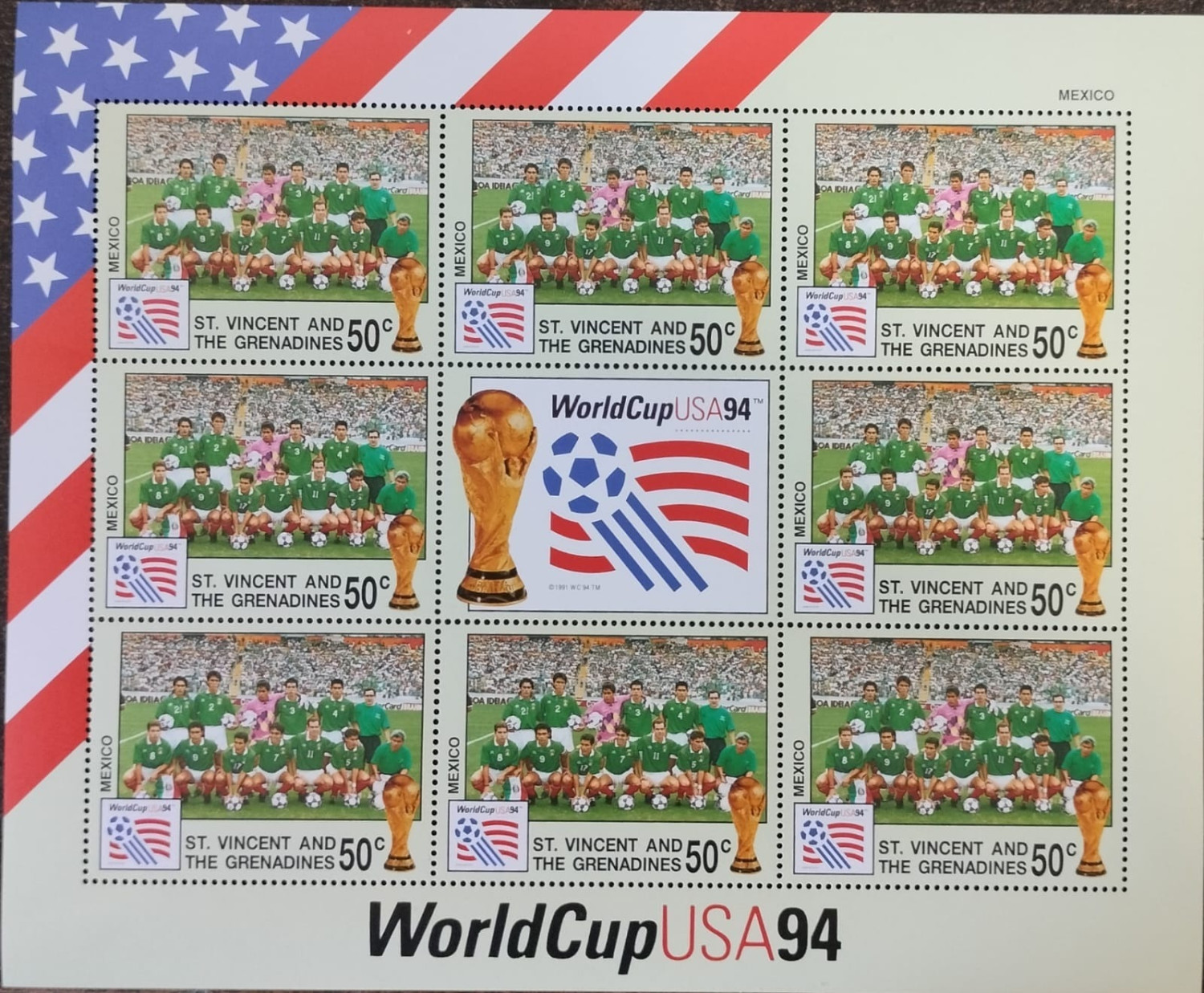St.Vincent Football World Cup USA 94 Mexico Stamps M/S MNH