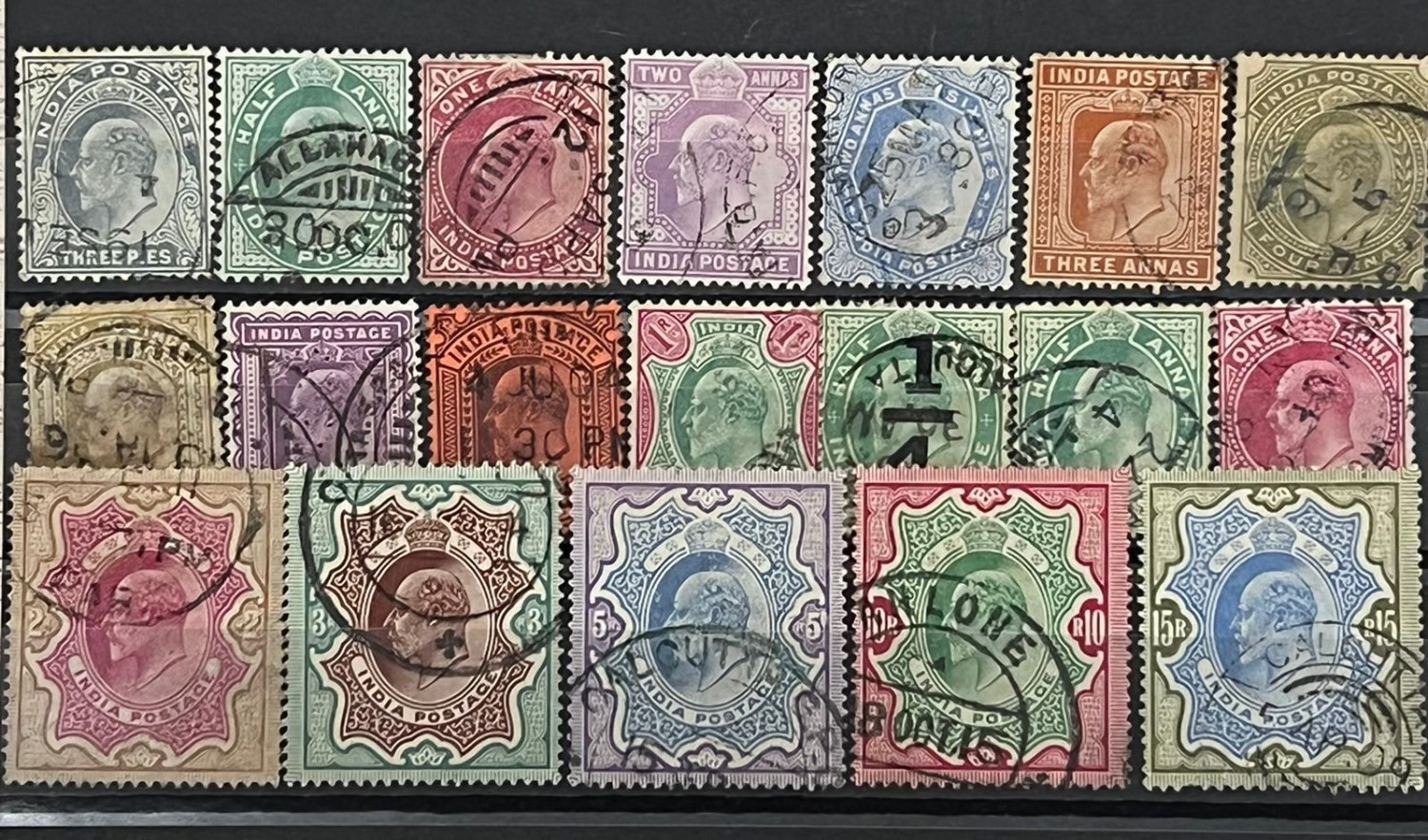 India 1902-11 KEVII Complete Set to 15Rs Very Fine Used Rare SG Val £300+