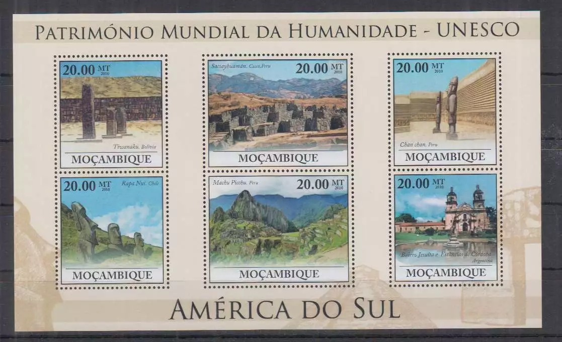 Mozambique 2010 Architecture Chile Historie UNESCO M/S MNH