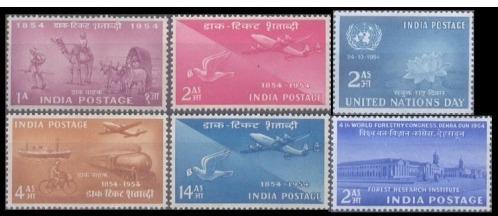 India 1954 Year Set Complete MH White Gum Cat Val 2350