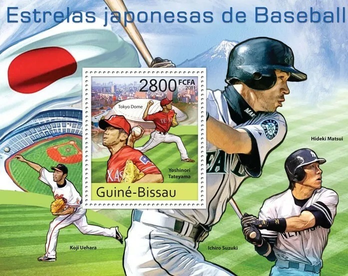 Guinea Bissau 2011 Japanese Baseball Stars Yoshinori Tateyama M/S MNH