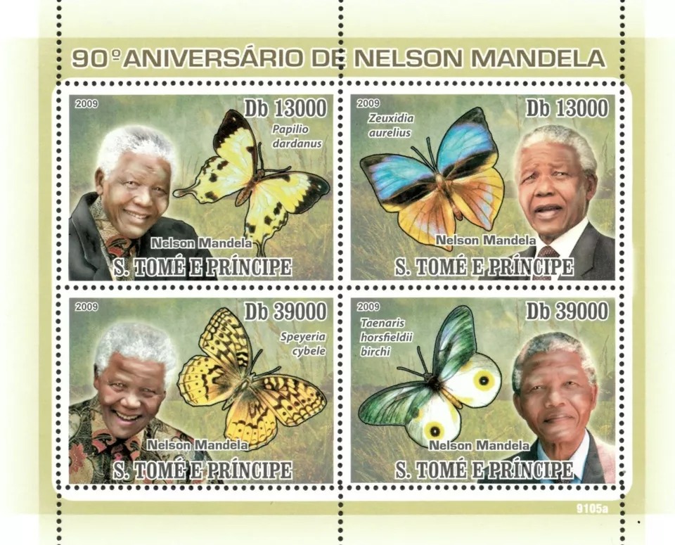 Sao Tome 2009 Nelson Mandela Butterflies M/S MNH