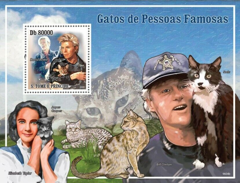 Sao Tome 2009 Cats Ant Their Masters David Bowie Stamp M/S MNH