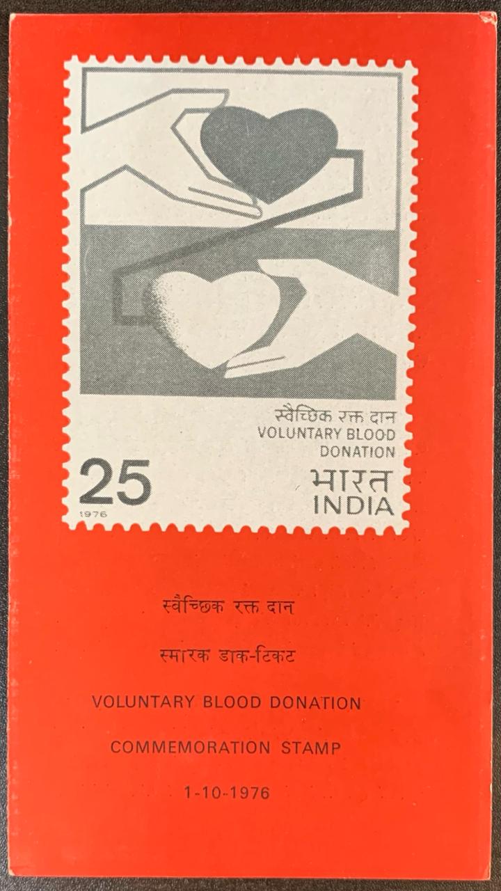 India 1976 Voluntary Blood Donation Cancelled Folder