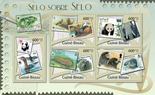 Guinea Bissau 2012 Selo Sobre Selo Animals WWF M/S MNH