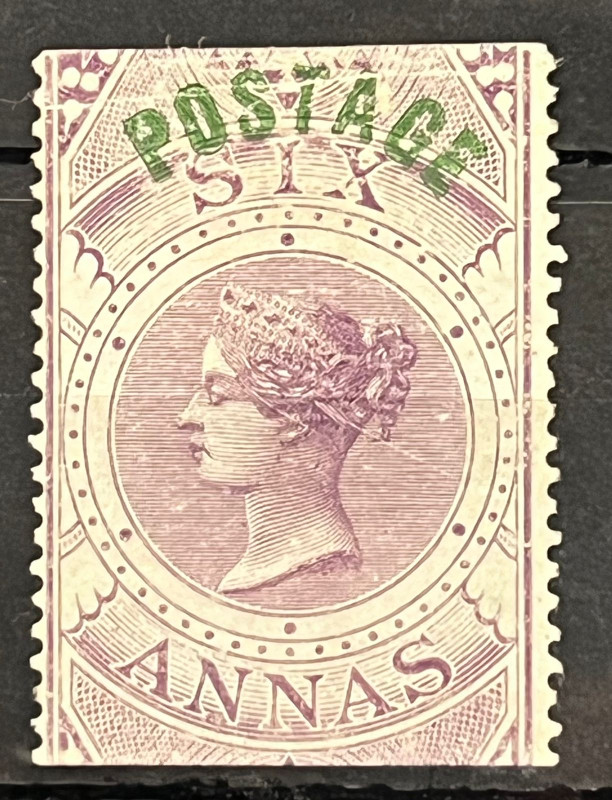 India 1866 QV 6a 'Postage' Overprint T 15 SG66 Mint Rare SG Cat Val £3000