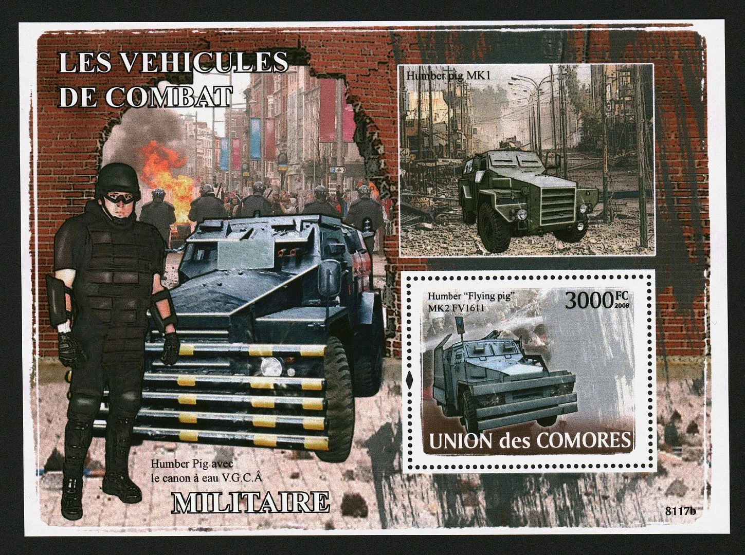 Comores 2008 Combat Vehicles Military M/S MNH