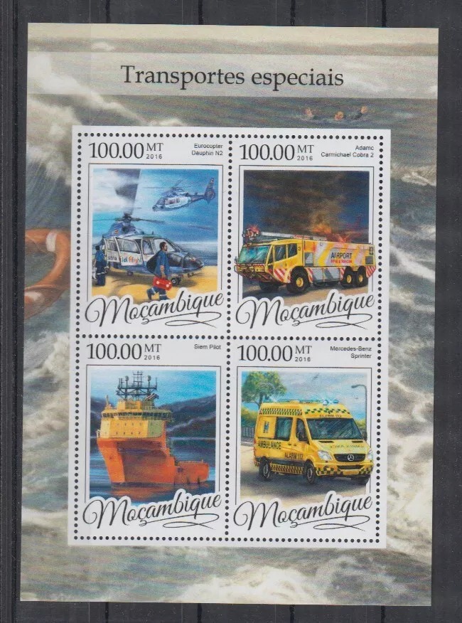 Mozambique 2016 Special Transport M/S MNH