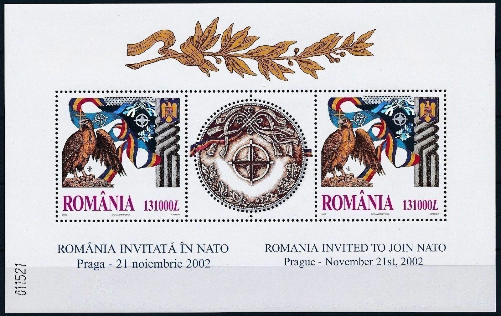 Romania 2002 Invited Nato Masonic  Eagles Raptors Emblem Arms Hologram M/S MNH