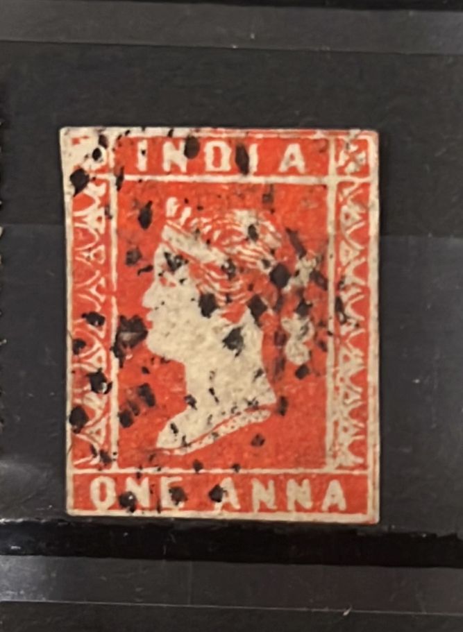 India 1854 SG11 1 Anna Die I Deep Red Litho Used SG Cat Val £130