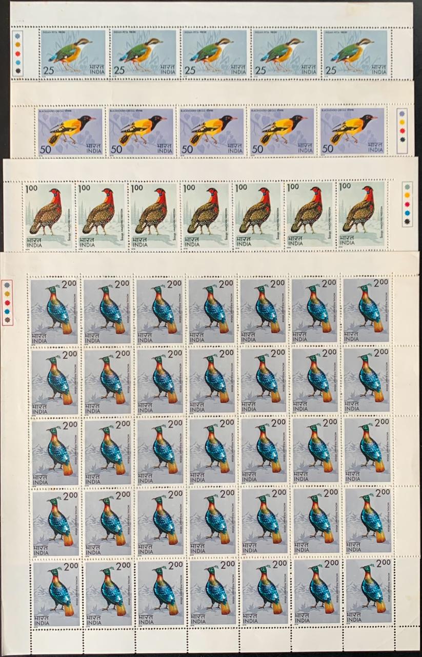 India 1975 Indian Birds (2nd Series) Complete Set in Full Sheets