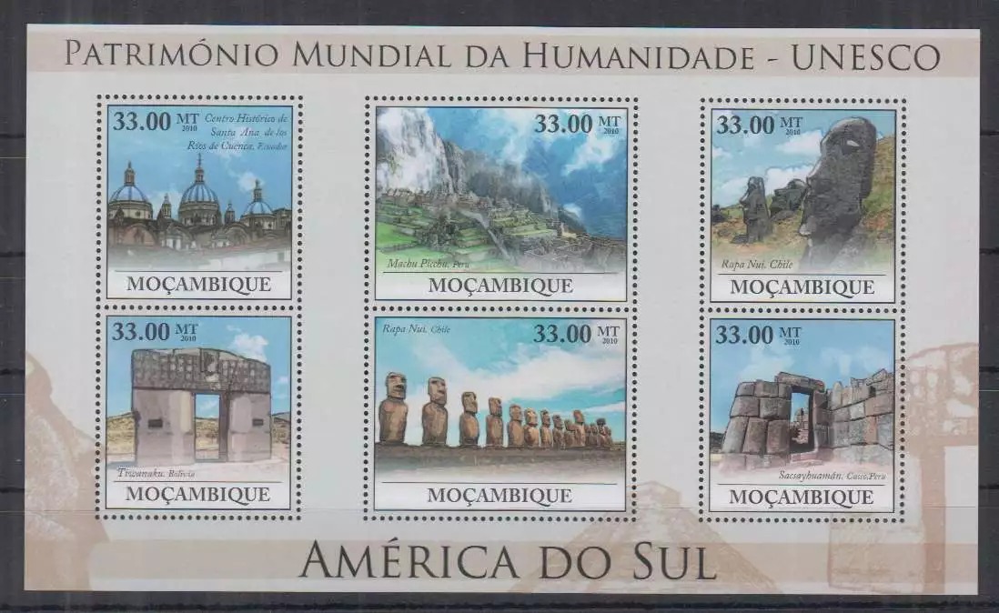 Mozambique 2010 Architecture Peru Historie UNESCO M/S MNH