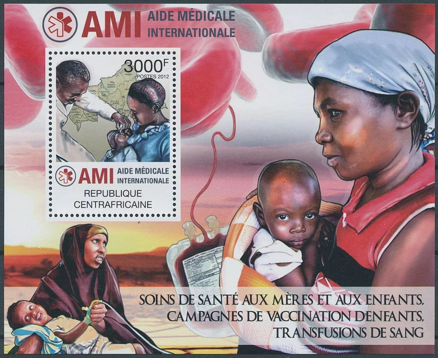 Central Africa 2012 Medical Stamps AMI Aide Medicale M/S MNH