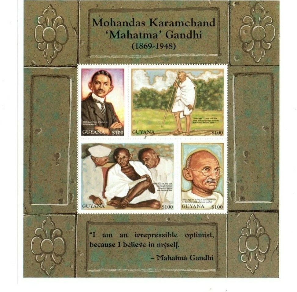 Guyana 1998 Mahatma Gandhi M/S MNH