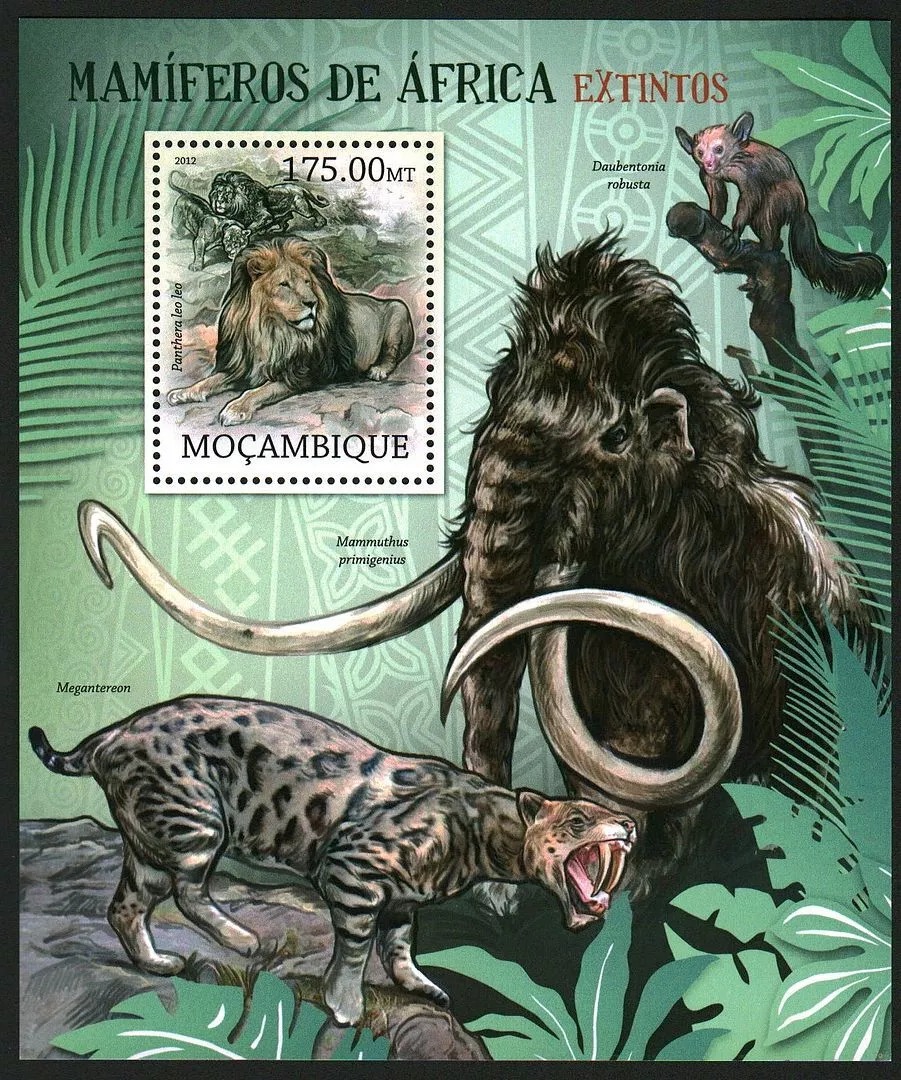 Mozambique 2012 Extinguished Mammals Wild Cats M/S MNH