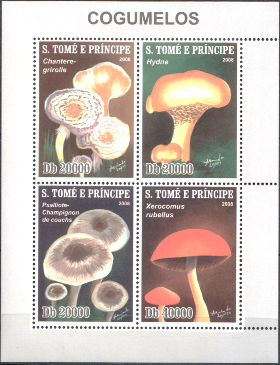 Sao Tome 2008 Mushrooms Cogumelos M/S MNH