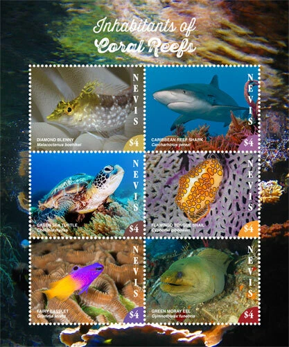 Tuvalu 2017 Inhabitants of Coral Reefs Marine Life M/S MNH -