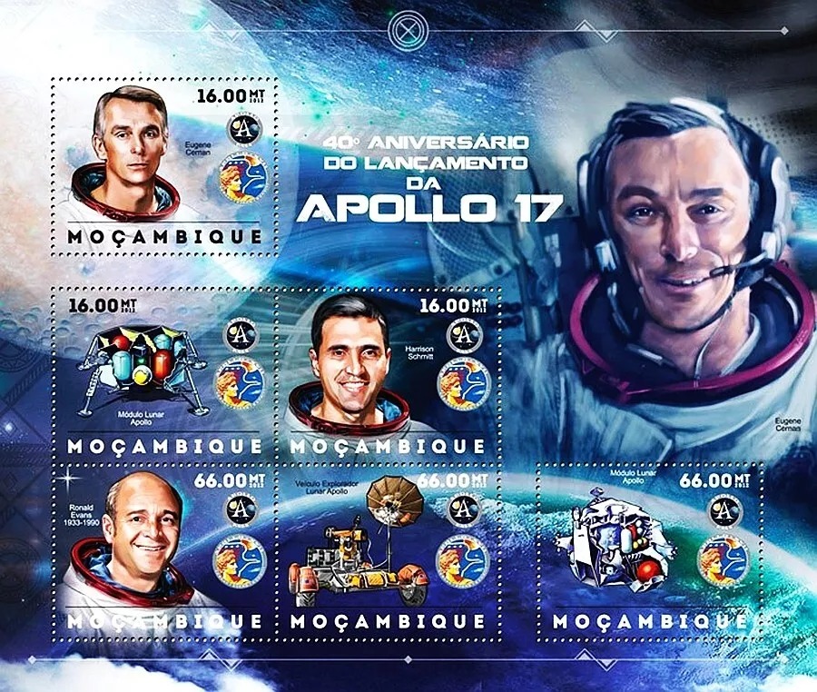 Mozambique 2012  Apollo 17 Astronauts & Moon Landing Space M/S MNH