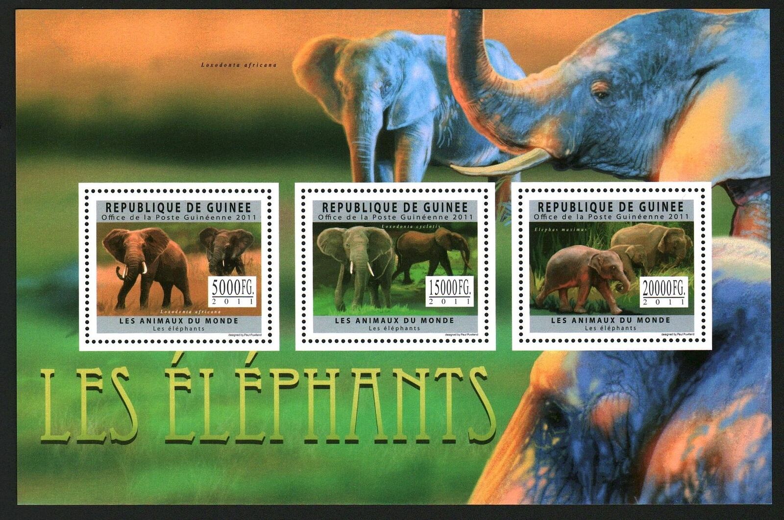 Guinee 2011 Elephants Animals M/S MNH