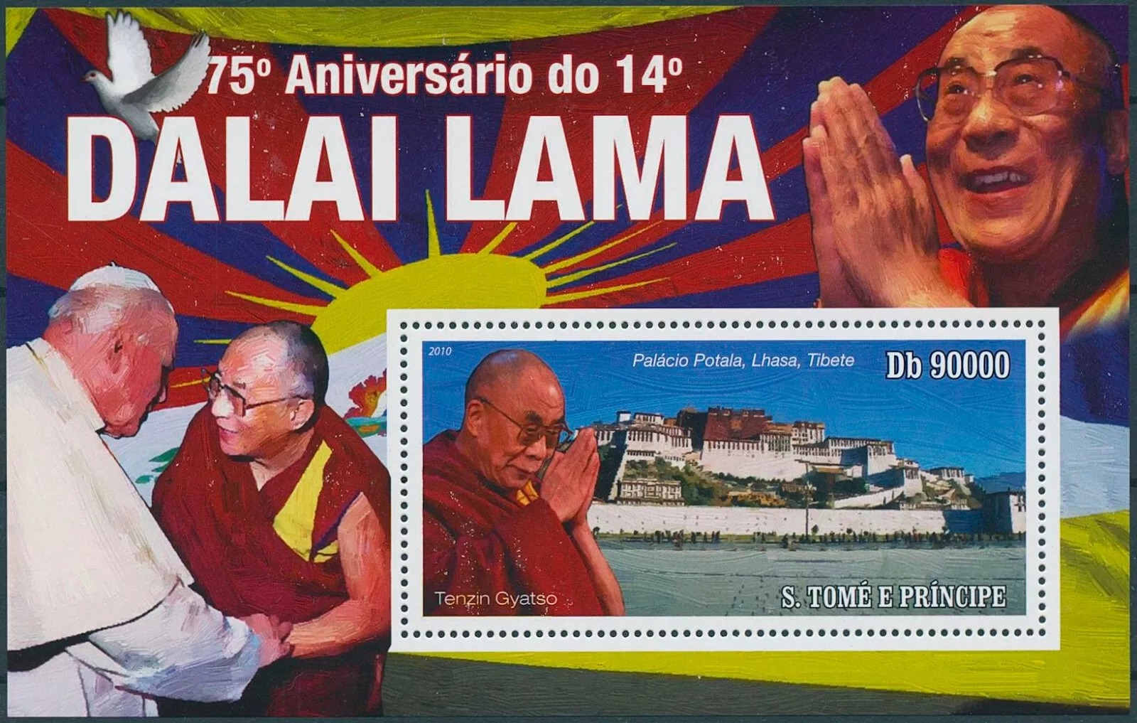 Sao tome 2010 Buddhism Stamps Dalai Lama M/S HMN