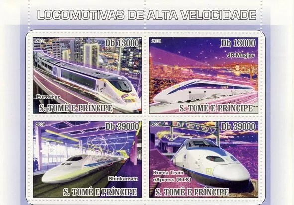Sao Tome 2009 Speed Trains M/S MNH