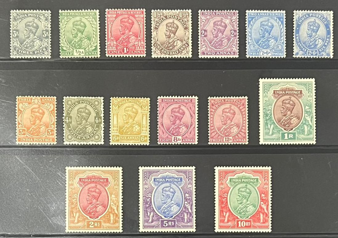 India 1911 KGV Single Star Watermark Complete Set to 25Rs Mint White Gum SG Catalog Value £1700+