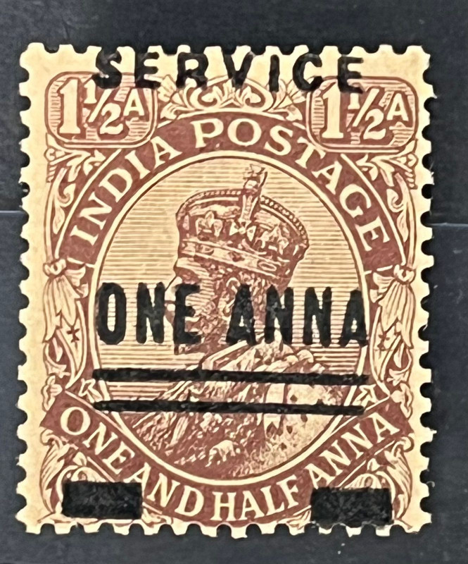 India 1925 KGV One Anna Surcharge Double Error Mint