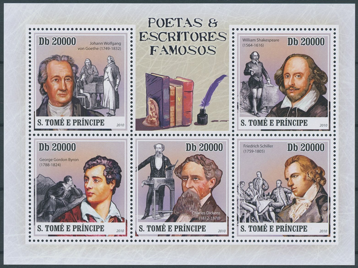 Sao Tome 2010 Charles Dickens Shakespeare M/S MNH