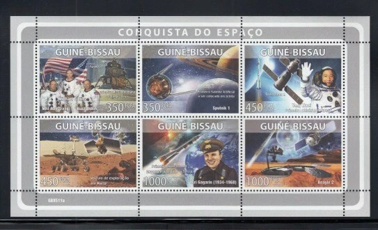 Guinea Bissau 2008 Michael Collins Sputnik Yang Liwei Yuri Ganarin Beagle2 Space Stamps M/S MNH