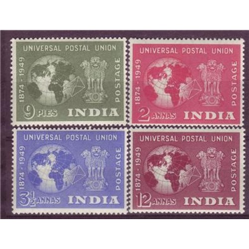 India 1949 UPU Year Set Complete MH White Gum Catalog Val 4150