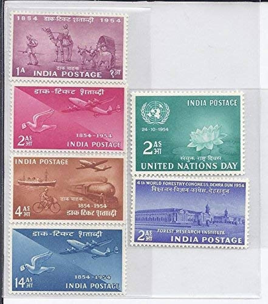 India 1954 Year Set Complete MNH White Gum Cat