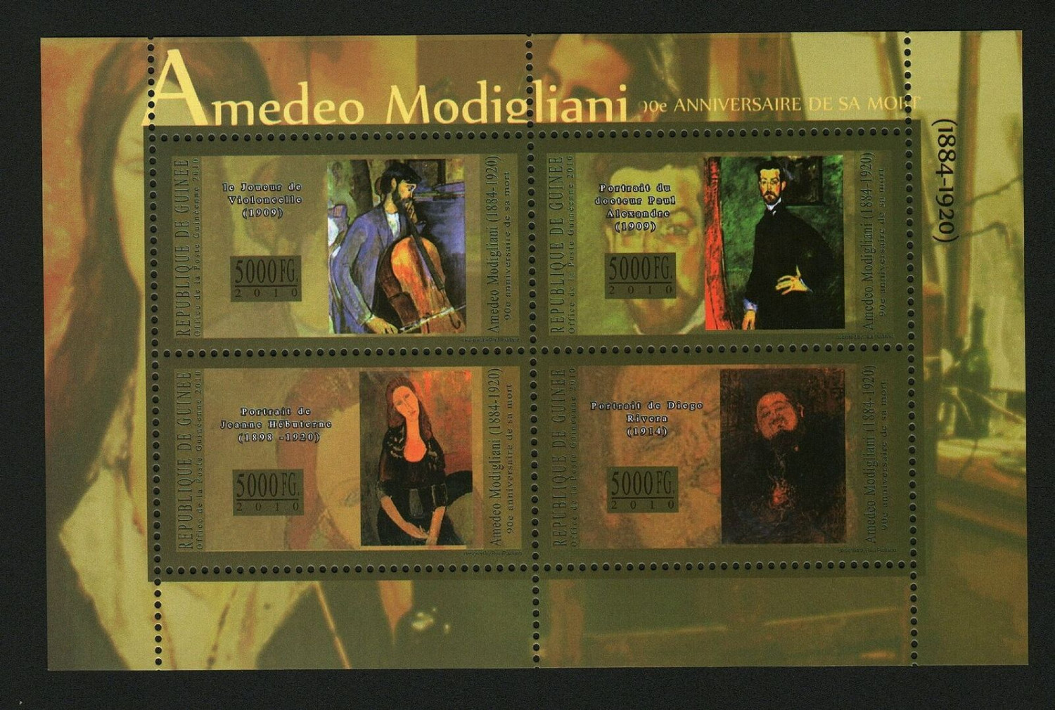 Guinee 2010 Amedeo Modigliani Painting Stamp M/S MNH