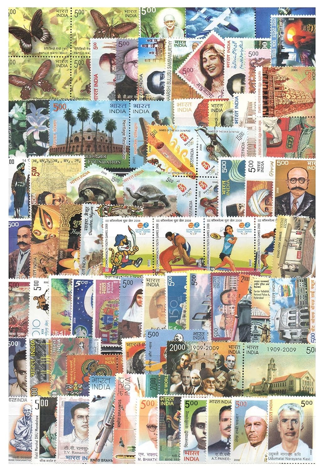 India 2008 Complete Set Stamps Year Pack of 79 Stamps Phila Cat Val 3000